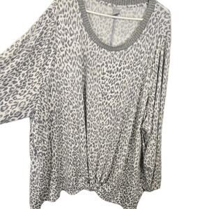 Catherines PLUS Buttery Soft Sleeptop Long Sleeve Scrunch Front 5X 34 36W Gray